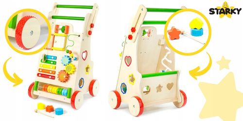 Prezent na roczek jeździk pchacz drewniany chodzik tablica manipulacyjna na Arena.pl