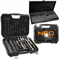 NEO TOOLS Klucze Nasadowe 1/2" 1/4" 73el Walizka + Końcówki Wkrętakowe 40el
