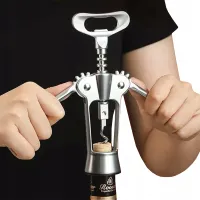 KORKOCIĄG DO OTWIERANIA WINA STALOWY Z OTWIERACZEM DO BUTELEK NIERDZEWNY