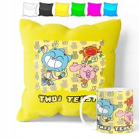 ZESTAW: KUBEK + POSZEWKA - GUMBALL - PREZENT WIELE WZORÓW + IMIĘ