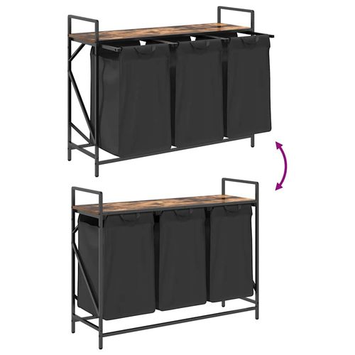 Kosz na pranie 3 przegrody z półką, przydymiony dąb na Arena.pl