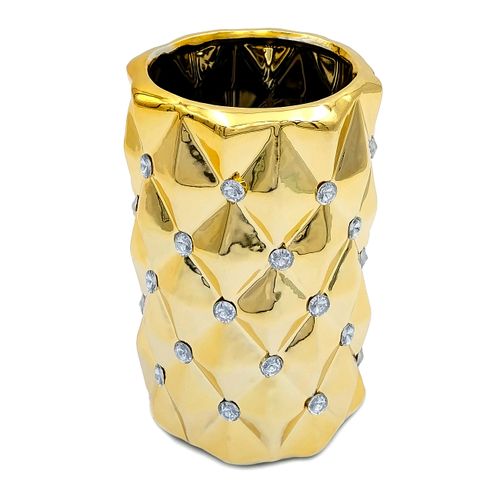 WAZON ZŁOTY CERAMICZNY NA KWIATY NOWOCZESNY GLAMOUR na Arena.pl