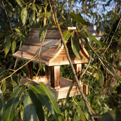 Karmnik dla ptaków + ziarno pokarm duży drewniany budka solidny XXL na Arena.pl