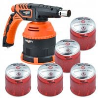 PROFESJONALNY PALNIK GAZOWY PIEZO + 5x KARTUSZ LAMPA LUTOWNICZA