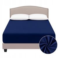 Prześcieradło welurowe 90x200 na gumkę - Granatowy - Aksamitne Miękkie MIŚ