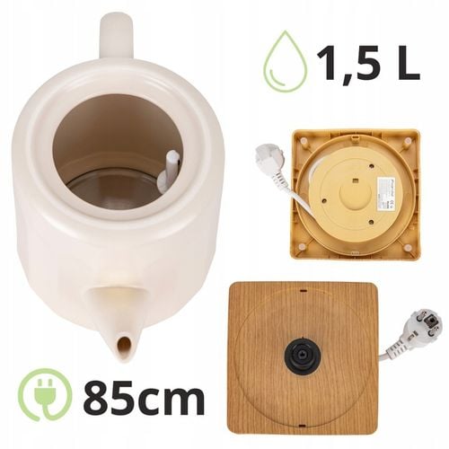 CZAJNIK ELEKTRYCZNY BEZPRZEWODOWY CERAMICZNY KAMILLE 1500 W 1,5 L na Arena.pl