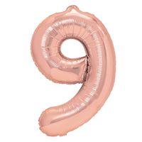Balon foliowy cyfra 9 różowe złoto 70 cm