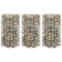 Okrągłe donice gabionowe, podniesione, 3 szt., stal, Ø30x50 cm