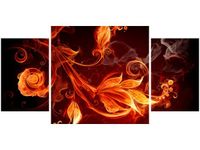 80X40CM PŁOMIENNE KWIATY TRÓJ OBRAZ