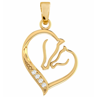 ZŁOTY WISIOREK SERCE Z KONIEM PRÓBY 333 SERDUSZKO KOŃ DWA KONIE ŁBY KONIA ZŁĄCZONE ZE SOBĄ