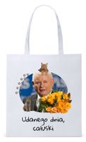 Śmieszny Pis Kaczyński Torba Eco Biała Shopper Z Nadrukiem Ze Zdjęciem