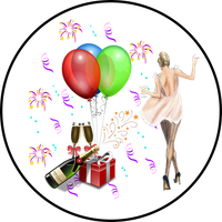 Opłatek na tort Urodziny 18 30 40 50 60 Okazjonalny Balony Szampan Drink