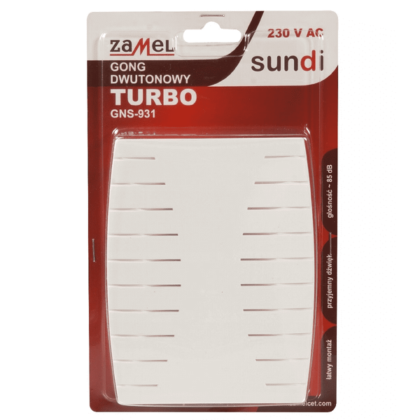 Dzwonek przewodowy gong dwutonowy TURBO 230V GNS-931 biały ZAMEL zdjęcie 4
