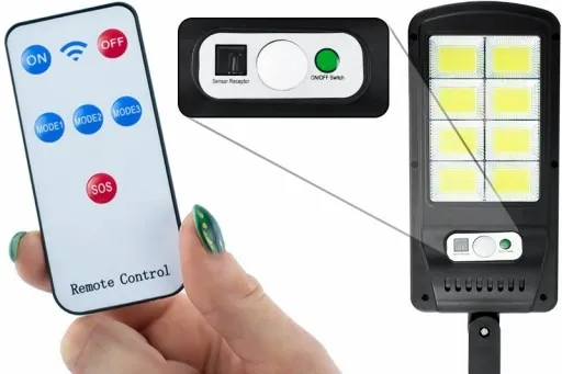 OŚWIETLENIE ZEWNĘTRZNE OGRODOWE MOCNA LAMPA SOLARNA LED ULICZNA COB PILOT zdjęcie 15