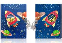 PAMIĘTNIK DZIENNIK DLA DZIECI Z ZAMKIEM RAKIETA W LINIE 18 x 13 cm CEKINY