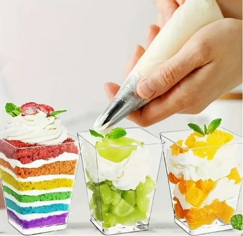 POJEMNIKI PUCHARKI KWADRATOWE DO DESERÓW PRZEKĄSEK SŁODKI STÓŁ 120ml na Arena.pl