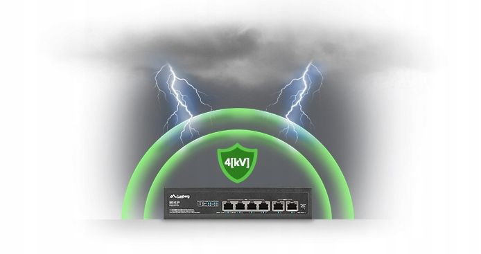 SWITCH LANBERG 4X 100MB POE+/2X RACK 60W 10' 19' zdjęcie 3