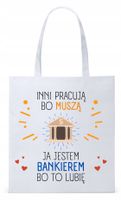 Torba Biała Eco Shopper Dla Bankiera Prezent Z Nadrukiem Ze Zdjęciem