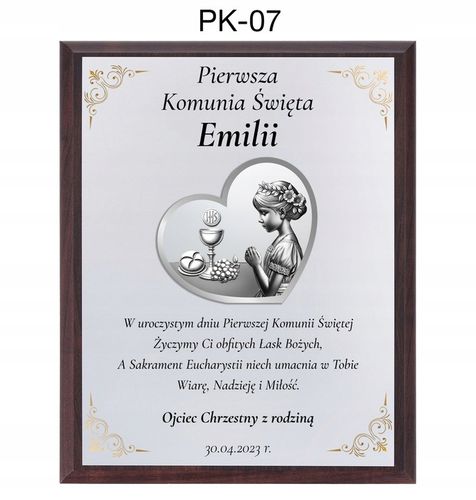 OBRAZEK PAMIĄTKA PIERWSZEJ KOMUNII ŚWIĘTEJ PREZENT NA KOMUNIĘ Z GRAWEREM na Arena.pl