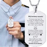 Prezent dla WNUKA Naszyjnik Zawieszka Stal z Dedykacją