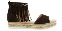 Gabor Sandały damskie - na koturnie, frędzle - rozmiar 38 - brązowe, skóra