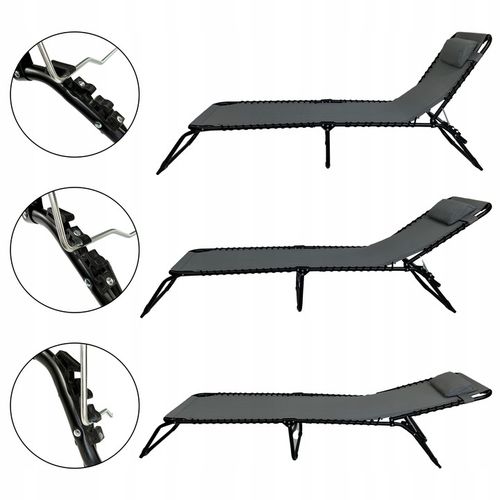 LEŻAK SKŁADANY OGRODOWY ŁÓŻKO POLOWE Z PODUSZKĄ TURYSTYCZNE RELAX C. SZARY na Arena.pl