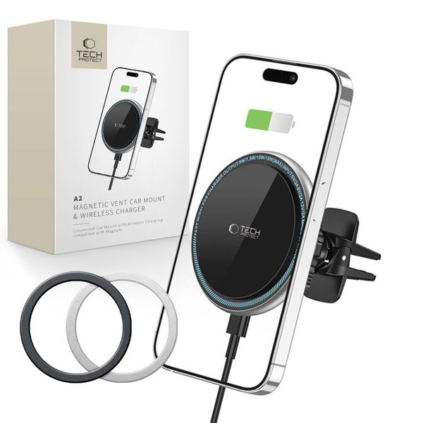 TECH-PROTECT UCHWYT SAMOCHODOWY MAGSAFE 15W CZARNY DO iPHONE zdjęcie 1