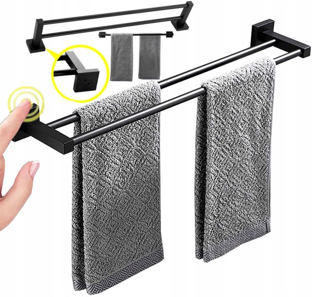 Wieszak Ścienny Łazienkowy Na Ręczniki Czarny 40Cm zdjęcie 1