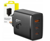 BASEUS SZYBKA ŁADOWARKA SIECIOWA KOSTKA ZASILACZ 2X USB-C + USB, 65W