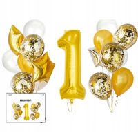 ZESTAW ZŁOTYCH BALONÓW NA ROCZEK 1 URODZINY ZESTAW URODZINOWY