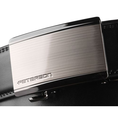 czarny pasek męski z automatyczną klamrą wykonany ze skóry naturalnej na Arena.pl