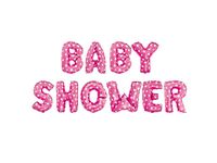 Zestaw balonów foliowych, napis „Baby Shower”, różowy w gwiazdki, 40 cm