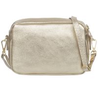 VERA PELLE torebka skórzana listonoszka z paskiem na ramię V486 złota