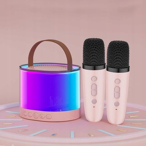 GŁOŚNIK DO KARAOKE RGB BLUETOOTH 2 MIKROFONY ZESTAW na Arena.pl