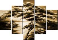 70 100CM OBRAZ 5 ELEM SILNE DRZEWA DRUK PŁÓTNO