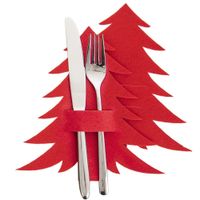 Pokrowiec etui na sztućce czerwony choinka 2 szt.