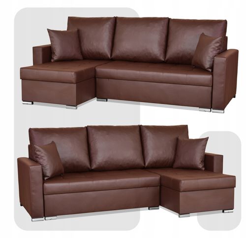 Narożnik rozkładany z funkcją spania ekoskóra Varius rogówka Family Meble na Arena.pl