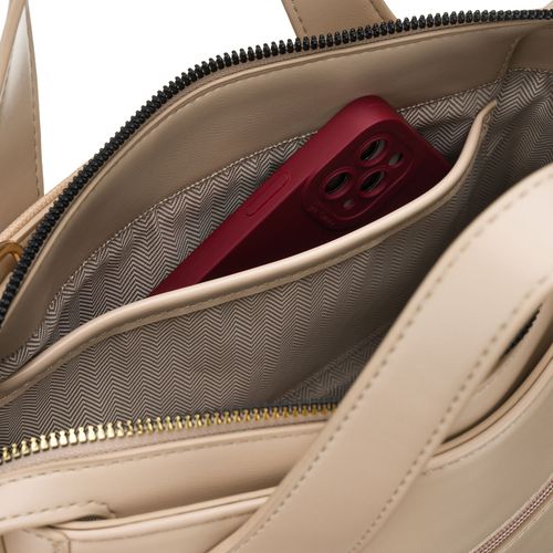 elegancka, beżowa torebka damska wykonana z materiału syntetycznego na Arena.pl