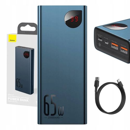 BASEUS POWERBANK 20000MAH 2X USB 1X USB-C PD QC 5A 65W LED CERTYFIKAT CE na Arena.pl