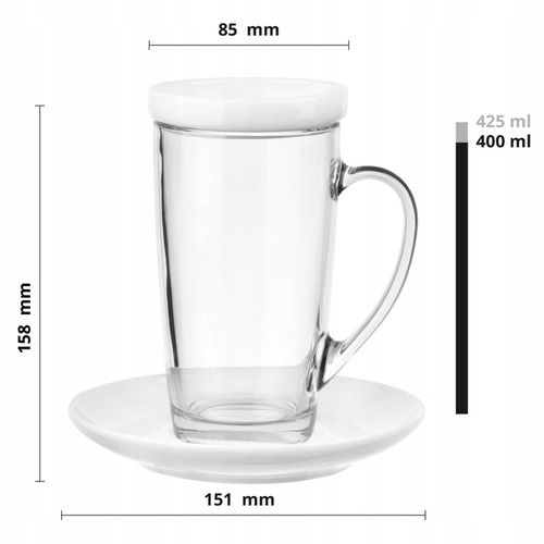 Kubek Alex 400ml ze spodkiem i wieczkiem duży do parzenia herbaty na Arena.pl