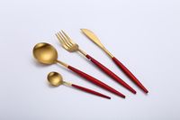 Zestawy Sztućców -LUKSUS - GOLD & RED-  24 szt