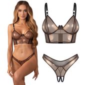 Komplet Bielizny Erotycznej Obsessive Soranna Top & Crotchless Thong S/M