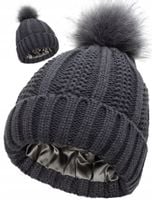 Czapka Damska Zimowa Ocieplana Z Pomponem Ciepła