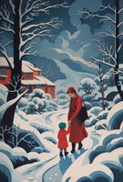 Plakat 61x90,5cm Matka i Dziecko w Śnieżnej Krainie