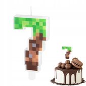 ŚWIECZKA URODZINOWA CYFERKA 7 Z MOTYWEM MINECRAFT KLOCKI CYFRA NA IMPREZĘ