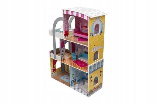 DREWNIANY DOMEK DLA LALEK WILLA MEBELKI W ZESTAWIE na Arena.pl