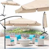 Parasol Ogrodowy Luaro Duży Składany Z Wysięgnikiem 290Cm Beżowy