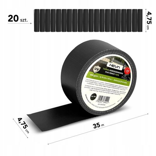 Taśma ogrodzeniowa na płot ogrodzenie wąska 4,75cm x35m antracyt UV +klipsy na Arena.pl