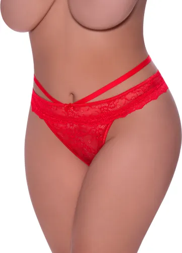 magic silk exposed majtki plus size z koronkowymi paseczkami czerwone na Arena.pl