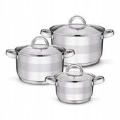 Zestaw 3x GARNEK STALOWY Indukcja POKRYWKA Tadar Roger 16/20/22cm 1,8/3/4 L